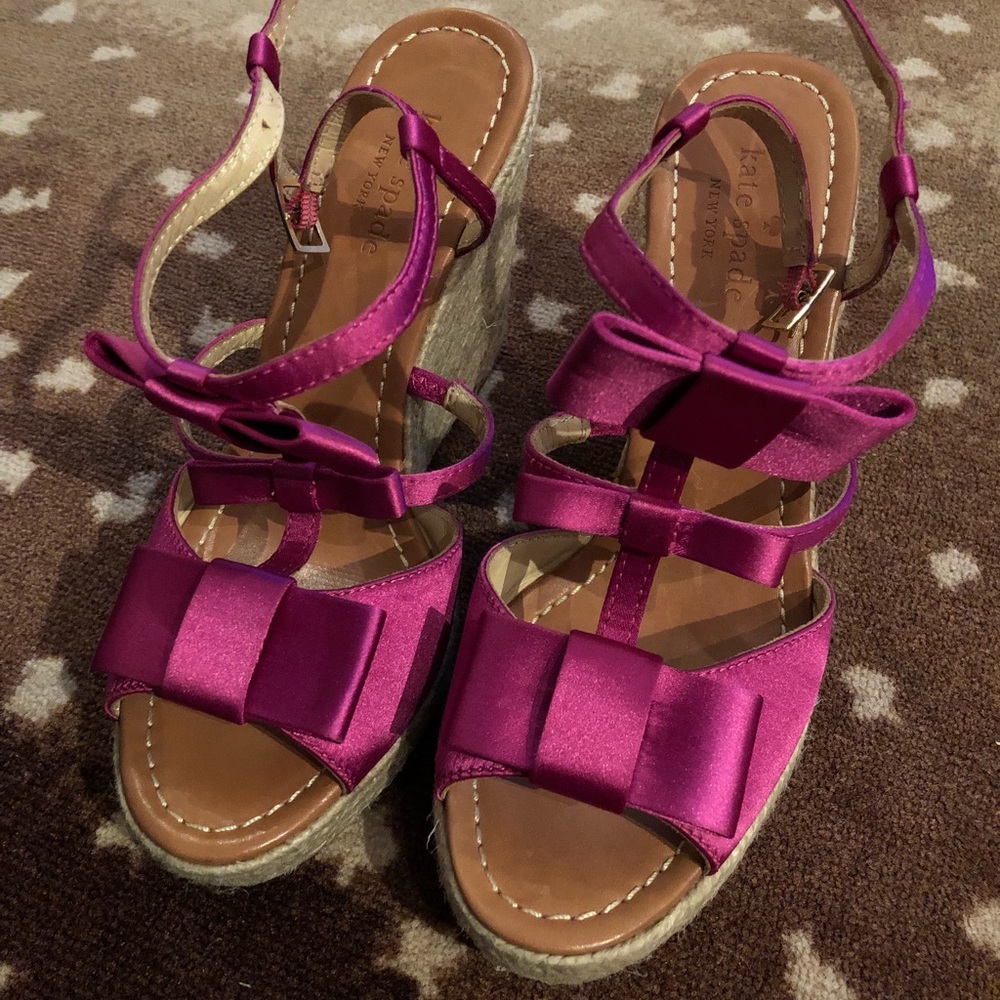 Kate Spade pink bow wedge